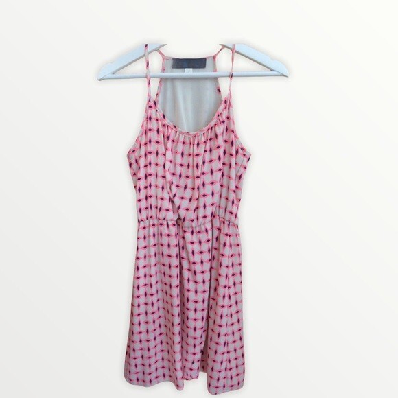 Francesca’s Dress Pink Navy Blue Faux Wrap Tank Sleeveless Small Stretch Mini - Picture 1 of 4